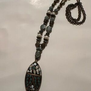 Elegant Turquoise and Bronze Necklace